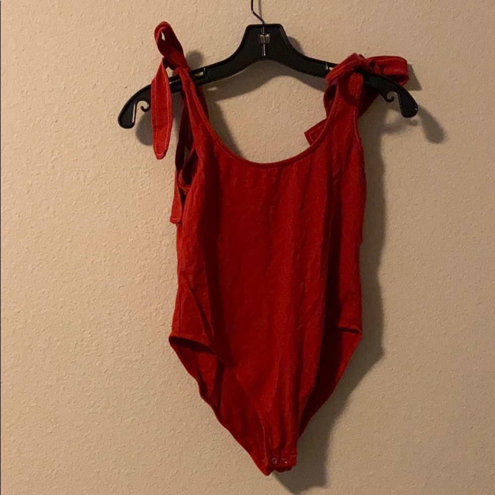 Red bodysuit with cute tie straps